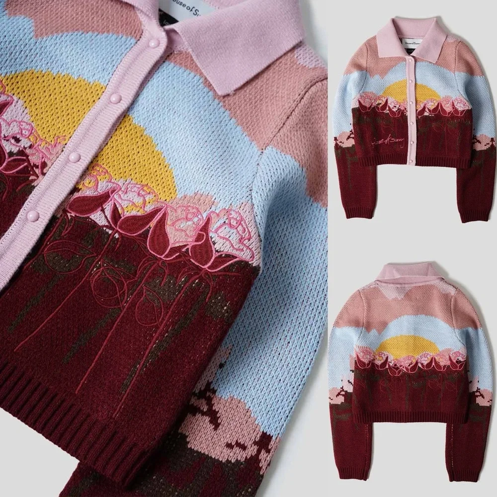 House of Sunny Garden of Eden Tripper Intarsia Cardigan XS US 2 NWT - Picture 12 of 16